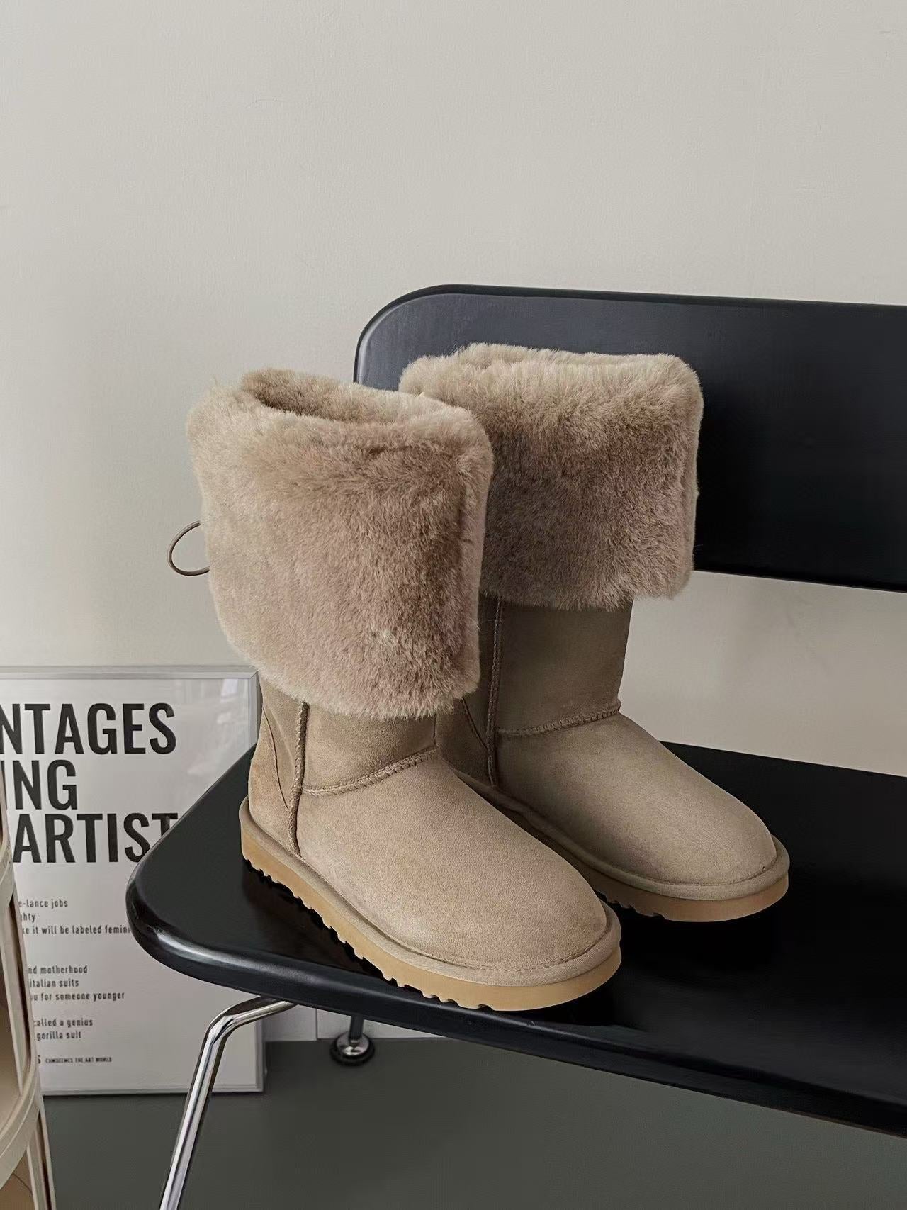 Double-buckle high snow boots