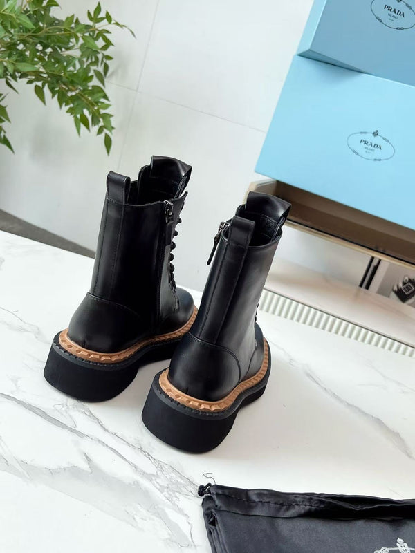 Black platform lace-up Martin boots