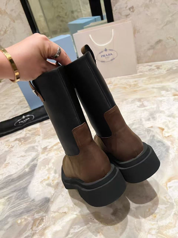 Colorblock platform mid-calf boots