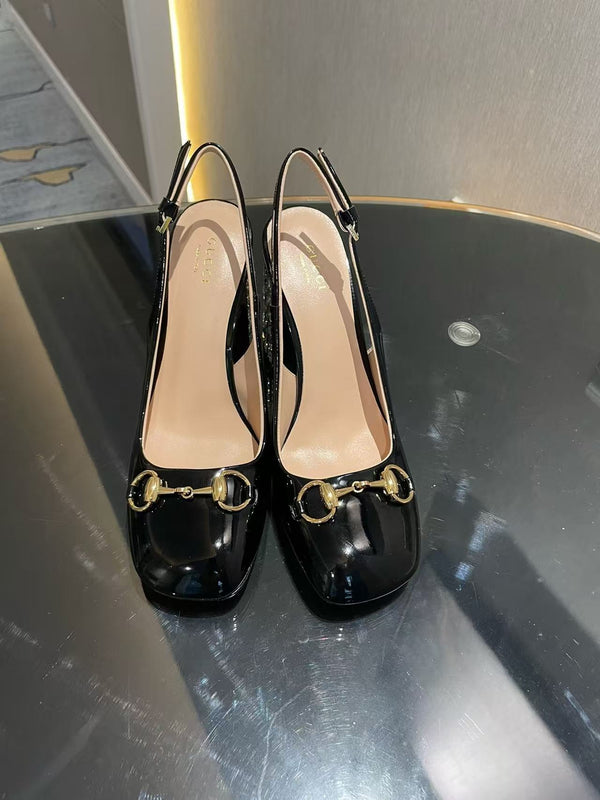 patent leather high-heeled sandals