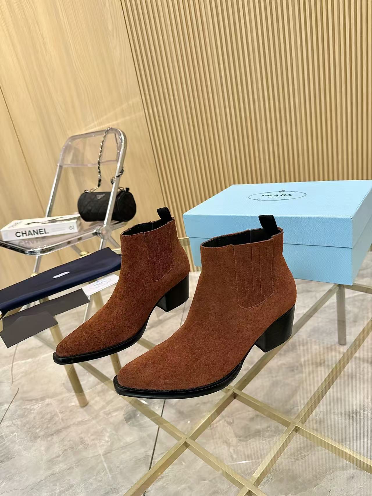 Brown suede Chelsea boots