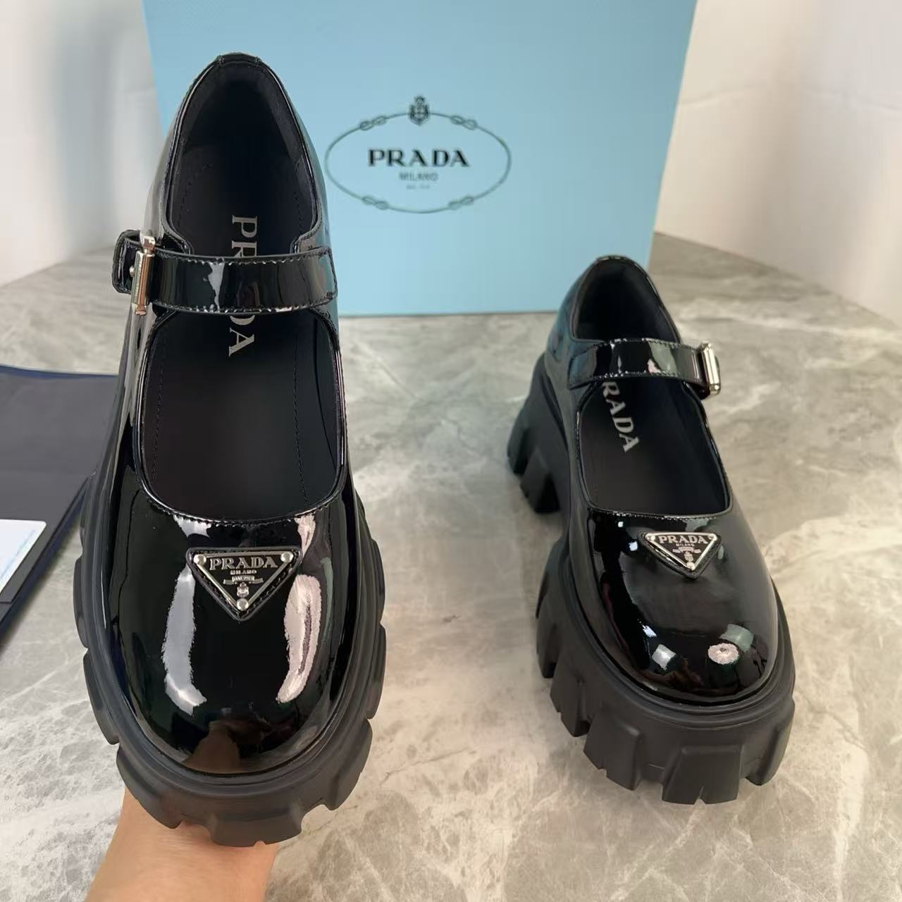 Patent leather platform Mary Jane shoe style