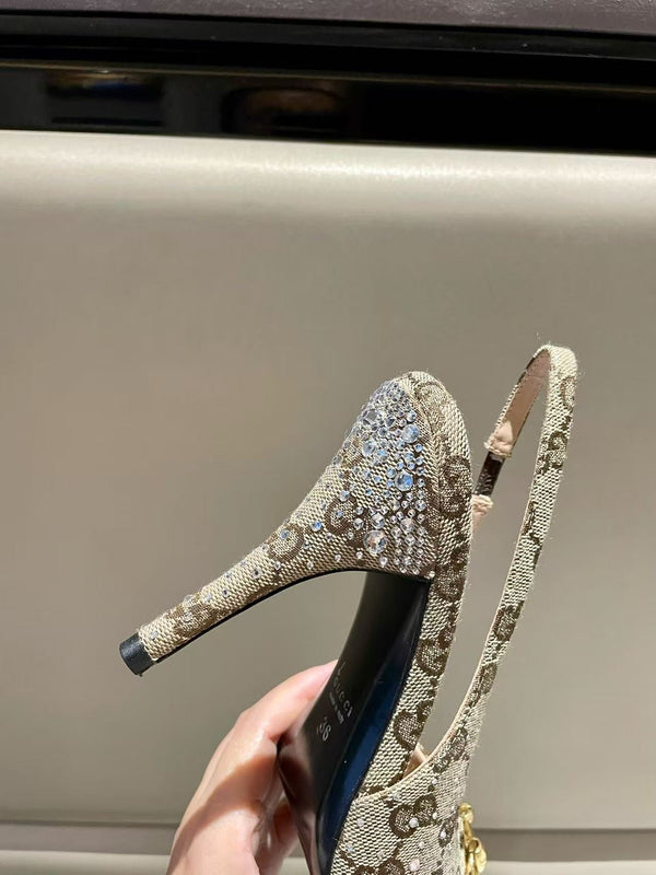 Horsebit pointed toe sandals